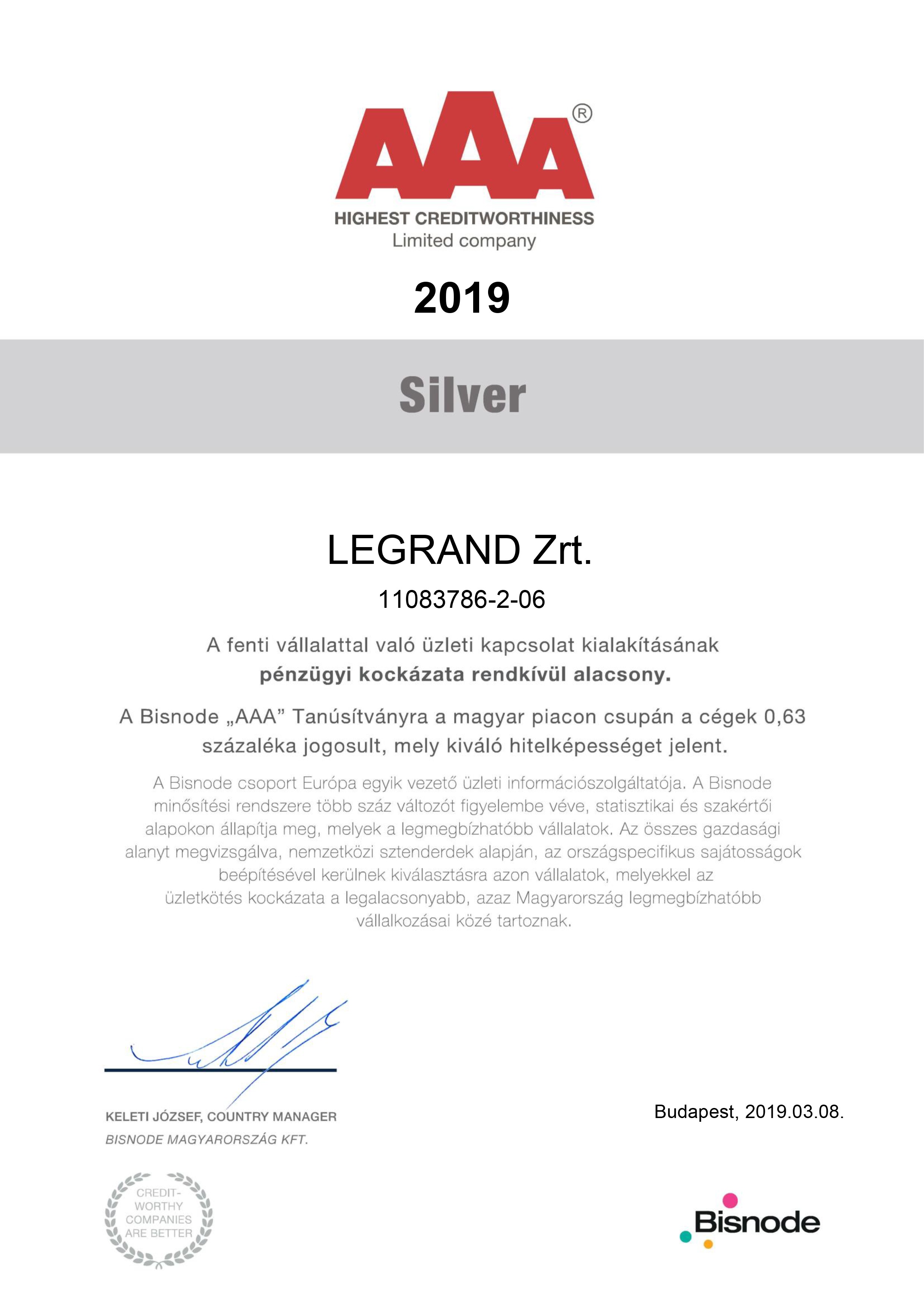 Pénzügyileg legmegbízhatóbb cégek között a Legrand